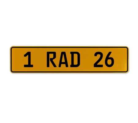 1 RAD 26  - Yellow Aluminum Street Sign Mancave Euro Plate Name Door Sign Wall