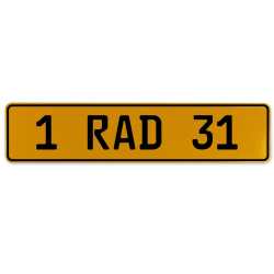 1 RAD 31  - Yellow Aluminum Street Sign Mancave Euro Plate Name Door Sign Wall