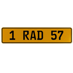 1 RAD 57  - Yellow Aluminum Street Sign Mancave Euro Plate Name Door Sign Wall