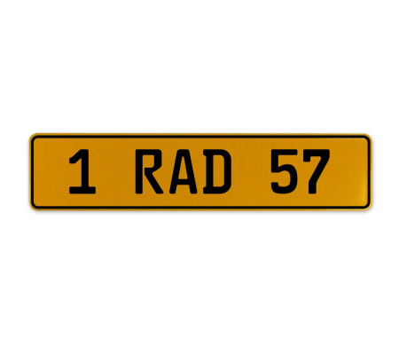 1 RAD 57  - Yellow Aluminum Street Sign Mancave Euro Plate Name Door Sign Wall