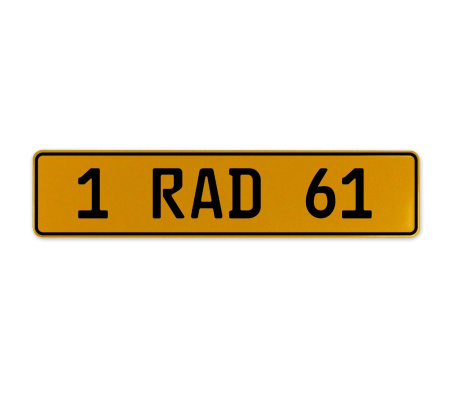 1 RAD 61  - Yellow Aluminum Street Sign Mancave Euro Plate Name Door Sign Wall