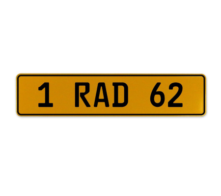 1 RAD 62  - Yellow Aluminum Street Sign Mancave Euro Plate Name Door Sign Wall