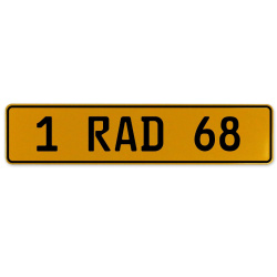 1 RAD 68  - Yellow Aluminum Street Sign Mancave Euro Plate Name Door Sign Wall