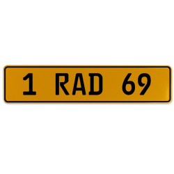 1 RAD 69  - Yellow Aluminum Street Sign Mancave Euro Plate Name Door Sign Wall