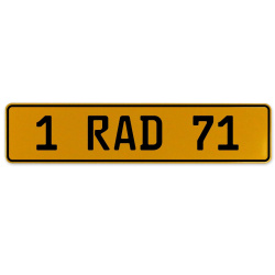 1 RAD 71  - Yellow Aluminum Street Sign Mancave Euro Plate Name Door Sign Wall