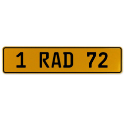 1 RAD 72  - Yellow Aluminum Street Sign Mancave Euro Plate Name Door Sign Wall