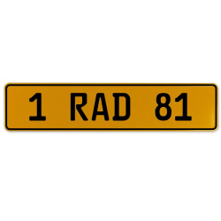 1 RAD 81  - Yellow Aluminum Street Sign Mancave Euro Plate Name Door Sign Wall