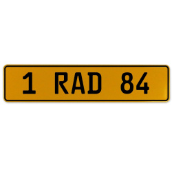 1 RAD 84  - Yellow Aluminum Street Sign Mancave Euro Plate Name Door Sign Wall