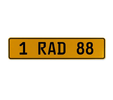 1 RAD 88  - Yellow Aluminum Street Sign Mancave Euro Plate Name Door Sign Wall