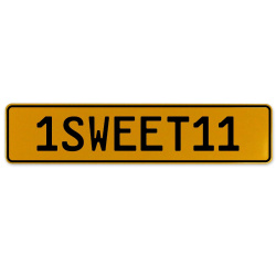 1SWEET11  - Yellow Aluminum Street Sign Mancave Euro Plate Name Door Sign Wall