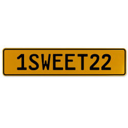 1SWEET22  - Yellow Aluminum Street Sign Mancave Euro Plate Name Door Sign Wall