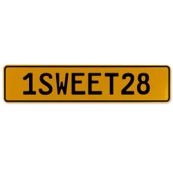1SWEET28  - Yellow Aluminum Street Sign Mancave Euro Plate Name Door Sign Wall