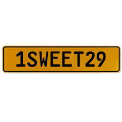1SWEET29  - Yellow Aluminum Street Sign Mancave Euro Plate Name Door Sign Wall