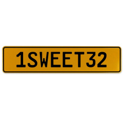1SWEET32  - Yellow Aluminum Street Sign Mancave Euro Plate Name Door Sign Wall