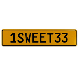 1SWEET33  - Yellow Aluminum Street Sign Mancave Euro Plate Name Door Sign Wall