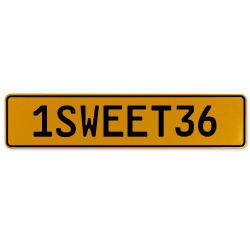 1SWEET36  - Yellow Aluminum Street Sign Mancave Euro Plate Name Door Sign Wall