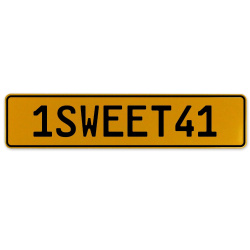 1SWEET41  - Yellow Aluminum Street Sign Mancave Euro Plate Name Door Sign Wall