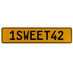 1SWEET42  - Yellow Aluminum Street Sign Mancave Euro Plate Name Door Sign Wall