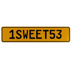 1SWEET53  - Yellow Aluminum Street Sign Mancave Euro Plate Name Door Sign Wall