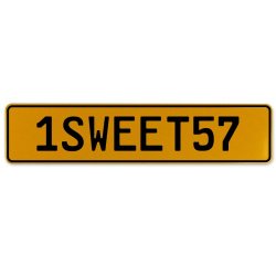 1SWEET57  - Yellow Aluminum Street Sign Mancave Euro Plate Name Door Sign Wall