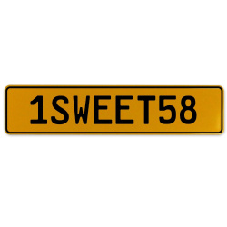 1SWEET58  - Yellow Aluminum Street Sign Mancave Euro Plate Name Door Sign Wall