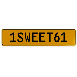 1SWEET61  - Yellow Aluminum Street Sign Mancave Euro Plate Name Door Sign Wall
