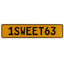 1SWEET63  - Yellow Aluminum Street Sign Mancave Euro Plate Name Door Sign Wall