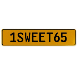 1SWEET65  - Yellow Aluminum Street Sign Mancave Euro Plate Name Door Sign Wall