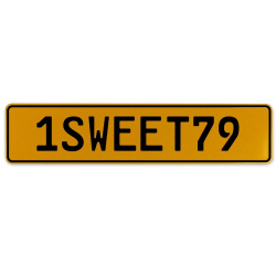 1SWEET79  - Yellow Aluminum Street Sign Mancave Euro Plate Name Door Sign Wall