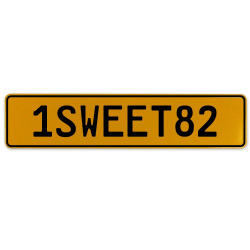 1SWEET82  - Yellow Aluminum Street Sign Mancave Euro Plate Name Door Sign Wall