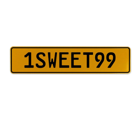 1SWEET99  - Yellow Aluminum Street Sign Mancave Euro Plate Name Door Sign Wall
