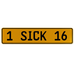 1 SICK 16  - Yellow Aluminum Street Sign Mancave Euro Plate Name Door Sign Wall