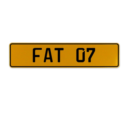FAT 07  - Yellow Aluminum Street Sign Mancave Euro Plate Name Door Sign Wall
