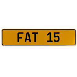 FAT 15  - Yellow Aluminum Street Sign Mancave Euro Plate Name Door Sign Wall