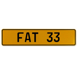 FAT 33  - Yellow Aluminum Street Sign Mancave Euro Plate Name Door Sign Wall