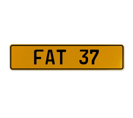 FAT 37  - Yellow Aluminum Street Sign Mancave Euro Plate Name Door Sign Wall