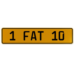 1 FAT 10  - Yellow Aluminum Street Sign Mancave Euro Plate Name Door Sign Wall