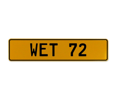 WET 72  - Yellow Aluminum Street Sign Mancave Euro Plate Name Door Sign Wall