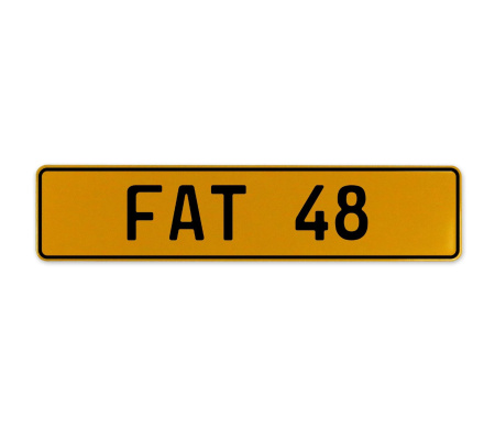FAT 48  - Yellow Aluminum Street Sign Mancave Euro Plate Name Door Sign Wall