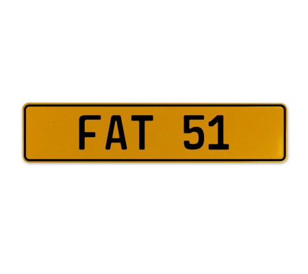 FAT 51  - Yellow Aluminum Street Sign Mancave Euro Plate Name Door Sign Wall
