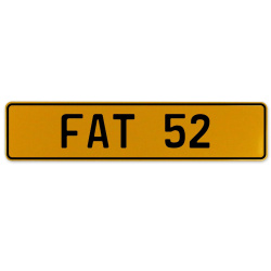 FAT 52  - Yellow Aluminum Street Sign Mancave Euro Plate Name Door Sign Wall