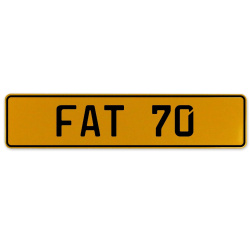 FAT 70  - Yellow Aluminum Street Sign Mancave Euro Plate Name Door Sign Wall