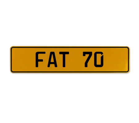 FAT 70  - Yellow Aluminum Street Sign Mancave Euro Plate Name Door Sign Wall