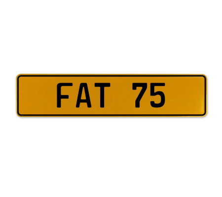 FAT 75  - Yellow Aluminum Street Sign Mancave Euro Plate Name Door Sign Wall
