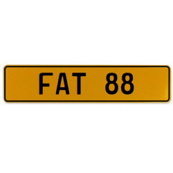 FAT 88  - Yellow Aluminum Street Sign Mancave Euro Plate Name Door Sign Wall