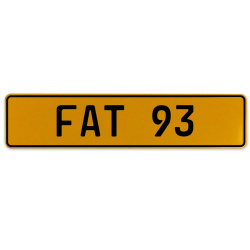 FAT 93  - Yellow Aluminum Street Sign Mancave Euro Plate Name Door Sign Wall
