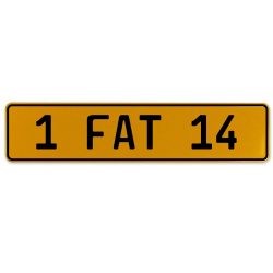 1 FAT 14  - Yellow Aluminum Street Sign Mancave Euro Plate Name Door Sign Wall