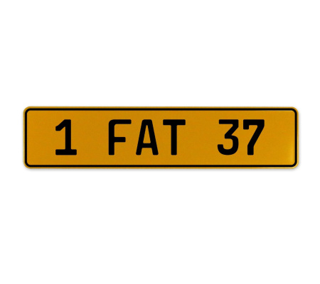 1 FAT 37  - Yellow Aluminum Street Sign Mancave Euro Plate Name Door Sign Wall