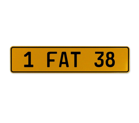 1 FAT 38  - Yellow Aluminum Street Sign Mancave Euro Plate Name Door Sign Wall