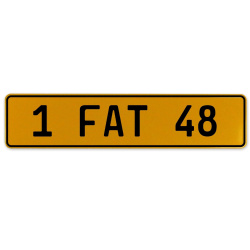 1 FAT 48  - Yellow Aluminum Street Sign Mancave Euro Plate Name Door Sign Wall